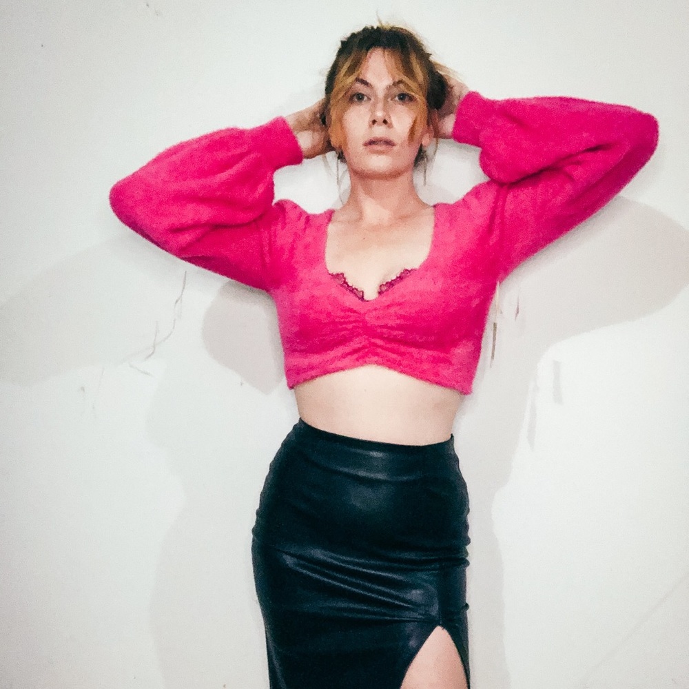 Pink cropped sweater